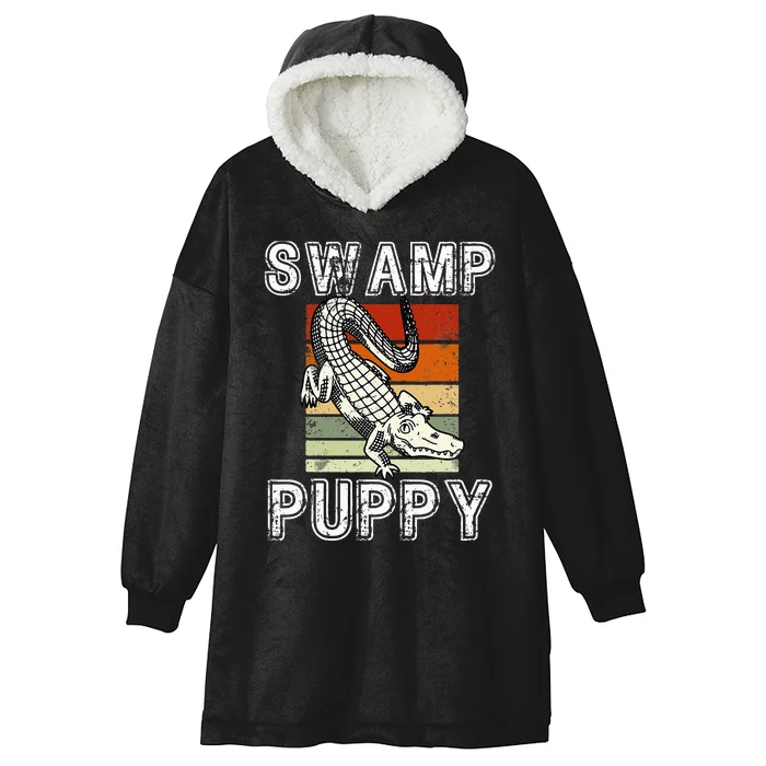 Swamp Puppy Cute Funny Sarcastic Alligator Crocodile Hooded Wearable Blanket