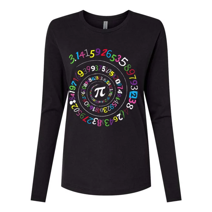 Spiral Pi Color Numbers Teacher Student Pi Day Womens Cotton Relaxed Long Sleeve T-Shirt