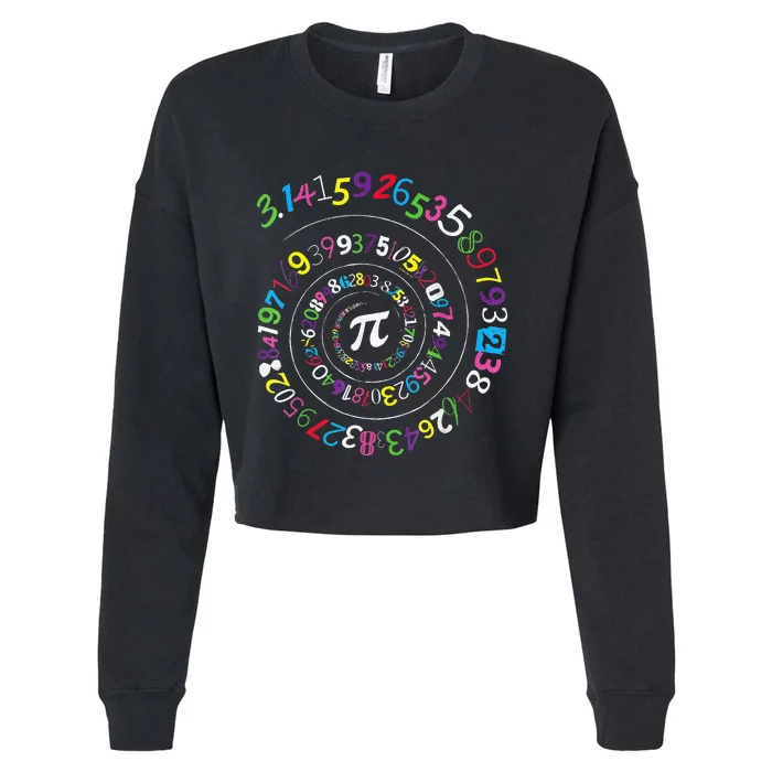 Spiral Pi Color Numbers Teacher Student Pi Day Cropped Pullover Crew