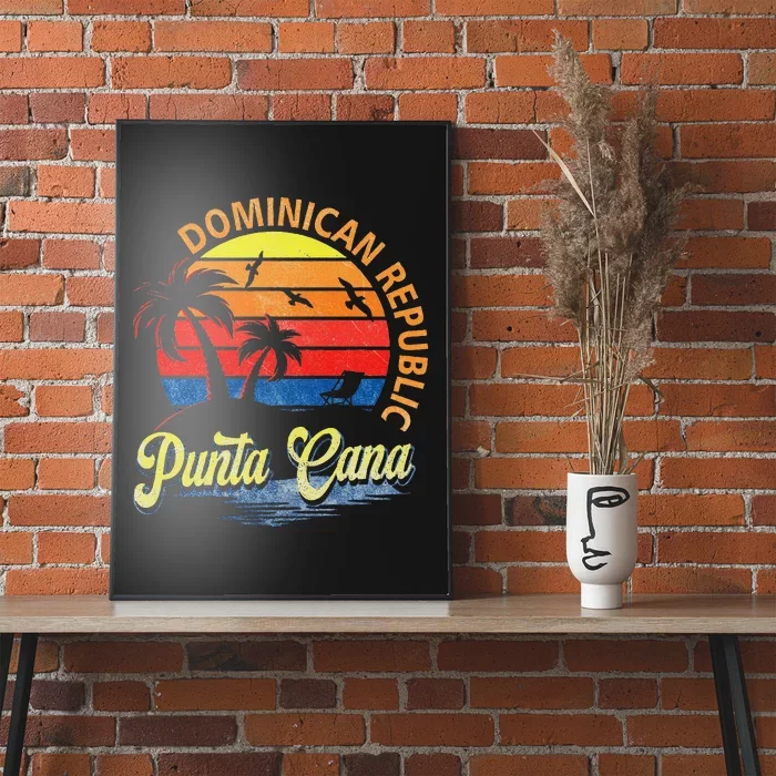 Sunset Punta Cana Beach Souvenir Dominican Republic Retro Poster