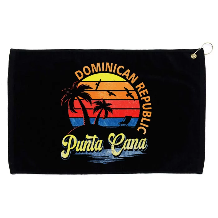 Sunset Punta Cana Beach Souvenir Dominican Republic Retro Grommeted Golf Towel