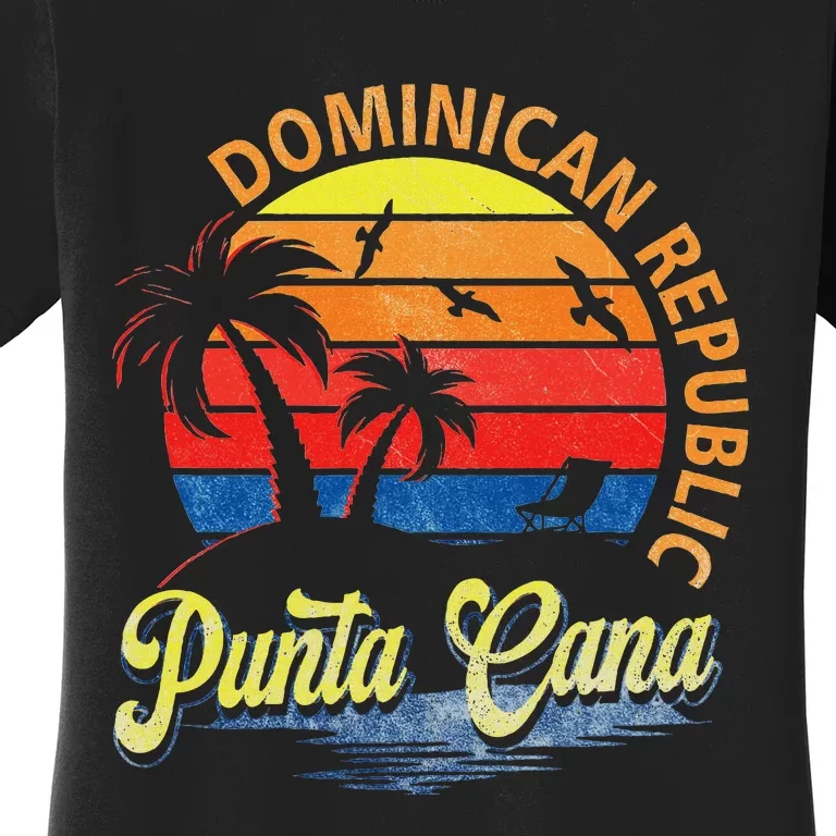 Sunset Punta Cana Beach Souvenir Dominican Republic Retro Women's T-Shirt