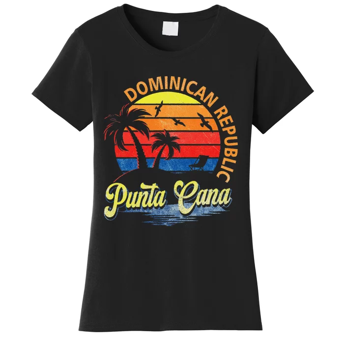 Sunset Punta Cana Beach Souvenir Dominican Republic Retro Women's T-Shirt