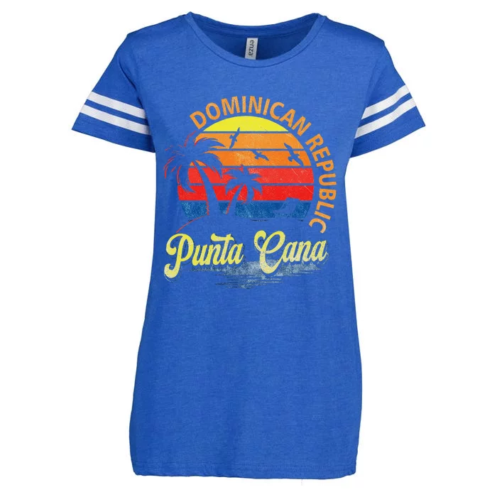 Sunset Punta Cana Beach Souvenir Dominican Republic Retro Enza Ladies Jersey Football T-Shirt