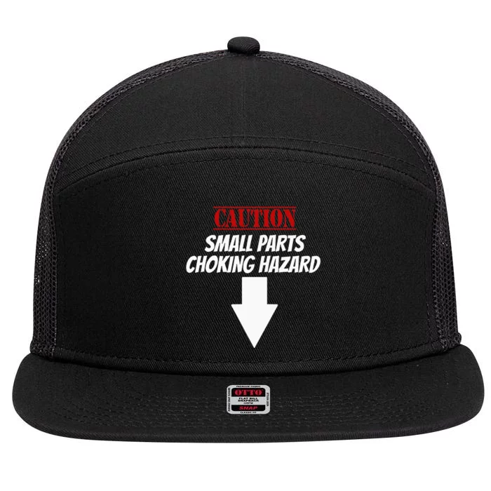 Small Parts Choking Hazard Funny Embarrassing Inappropriate 7 Panel Mesh Trucker Snapback Hat