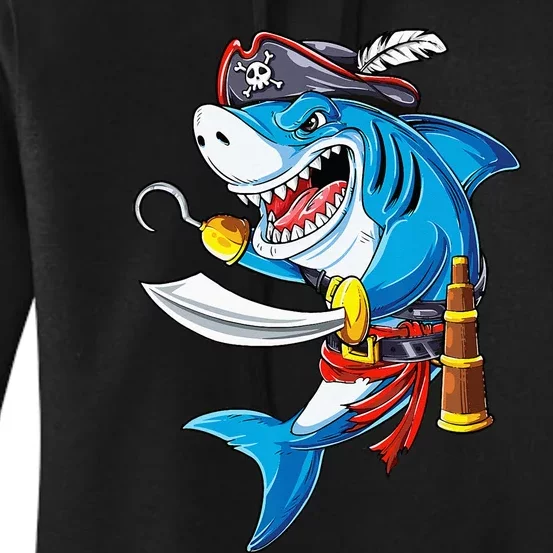 Shark Pirate Costume Jolly Roger Flag Jawsome Gifts Women's Pullover Hoodie