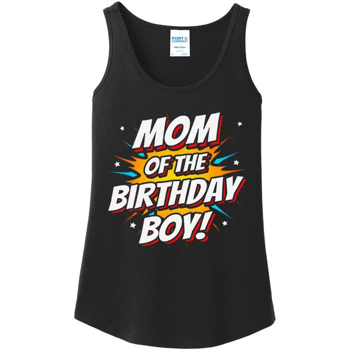 Superhero Party Comics Birthday Mom Of Birthday Boy Ladies Essential Tank