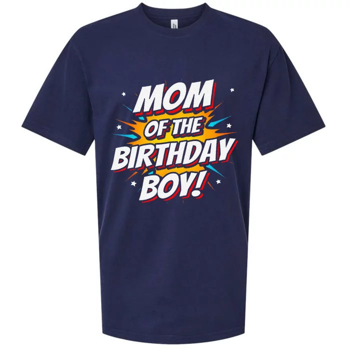 Superhero Party Comics Birthday Mom Of Birthday Boy Sueded Cloud Jersey T-Shirt