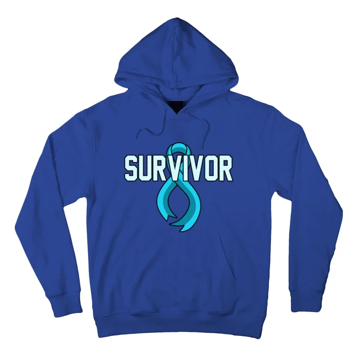 Survivor Prostate Cancer Awareness Blue Ribbon Graphic Gift Hoodie