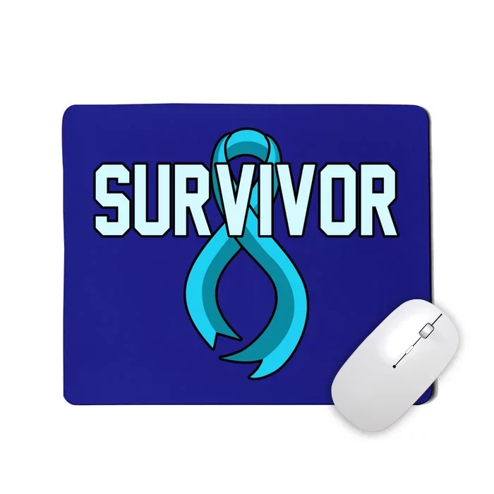 Survivor Prostate Cancer Awareness Blue Ribbon Graphic Gift Mousepad