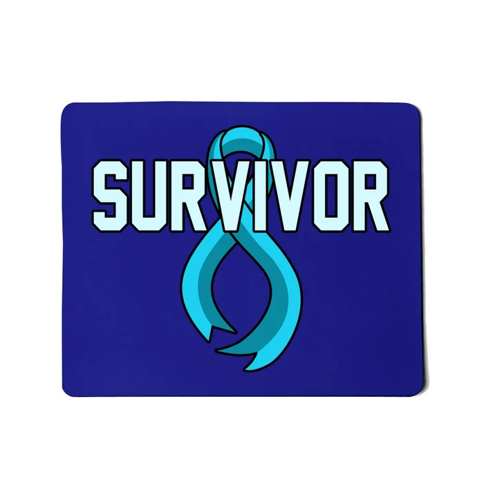 Survivor Prostate Cancer Awareness Blue Ribbon Graphic Gift Mousepad