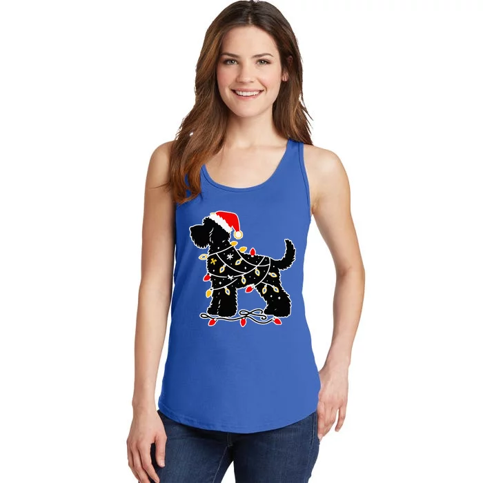 Santa Puppy Christmas Lights Ladies Essential Tank