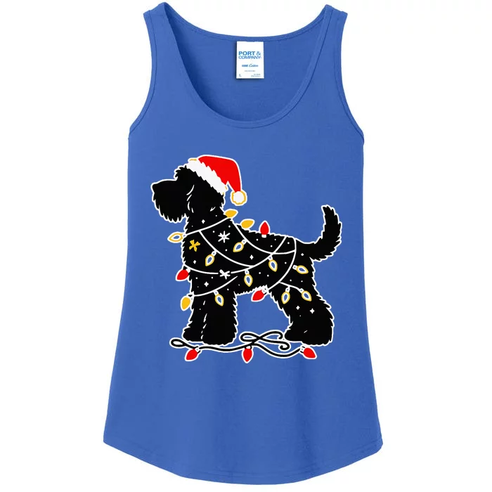 Santa Puppy Christmas Lights Ladies Essential Tank