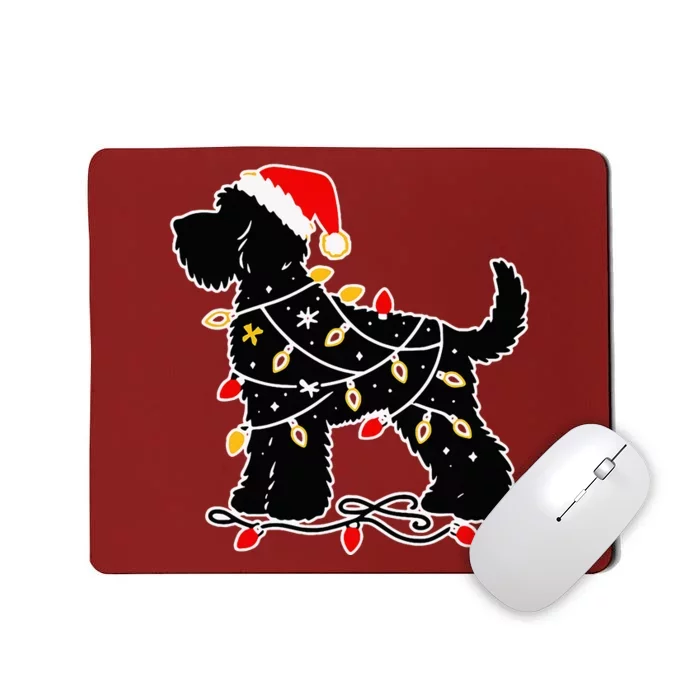 Santa Puppy Christmas Lights Mousepad