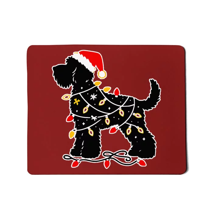 Santa Puppy Christmas Lights Mousepad