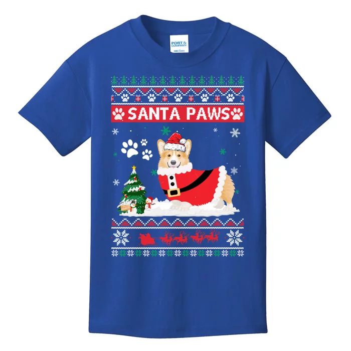 Santa Paws Corgi Merry Christmas Dog Funny Xmas Gift Kids T-Shirt