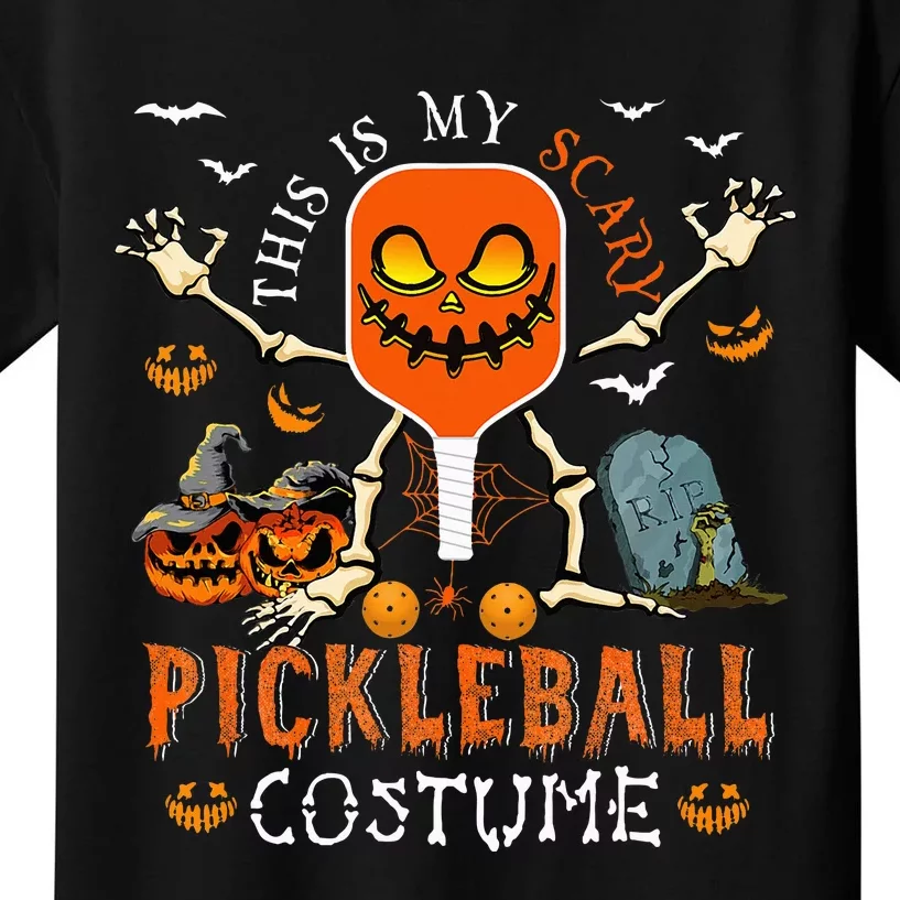 Scary Pickleball Costume: Halloween Skeleton Lover Kids T-Shirt