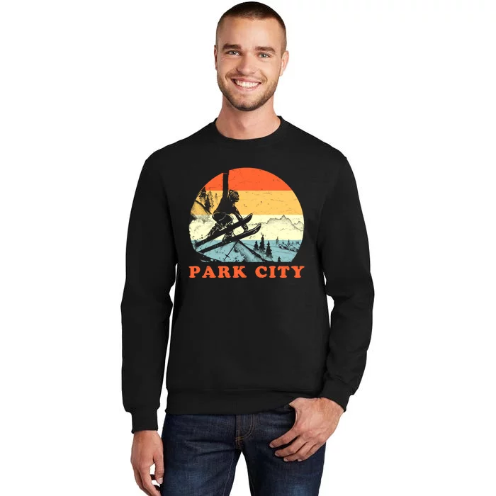 Ski Park City Utah Vintage Snow Skiing Vacation Tall Sweatshirt