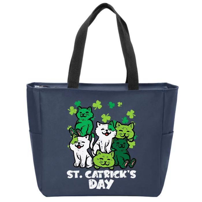 St Patricks Catricks Day Cats Saint Pattys Wo Girl Zip Tote Bag