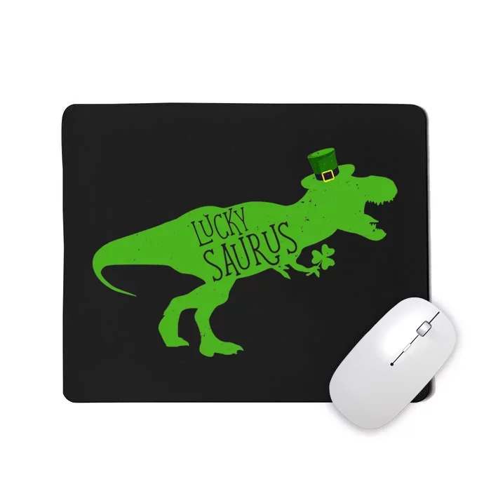 St Patricks Day Dinosaur Lucky Saurus Irish Shamrock Boy Mousepad