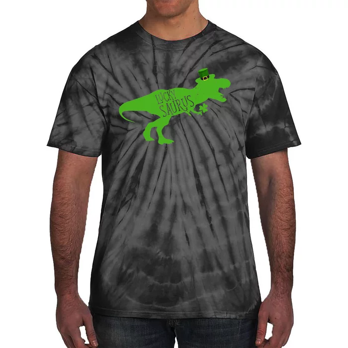 St Patricks Day Dinosaur Lucky Saurus Irish Shamrock Boy Tie-Dye T-Shirt