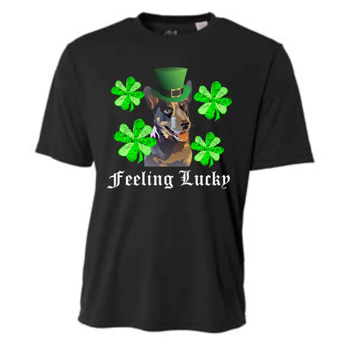 St Patrick's Day Blue Heeler Lucky Feeling Meaningful Gift Cooling Performance Crew T-Shirt