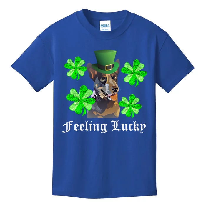 St Patrick's Day Blue Heeler Lucky Feeling Meaningful Gift Kids T-Shirt