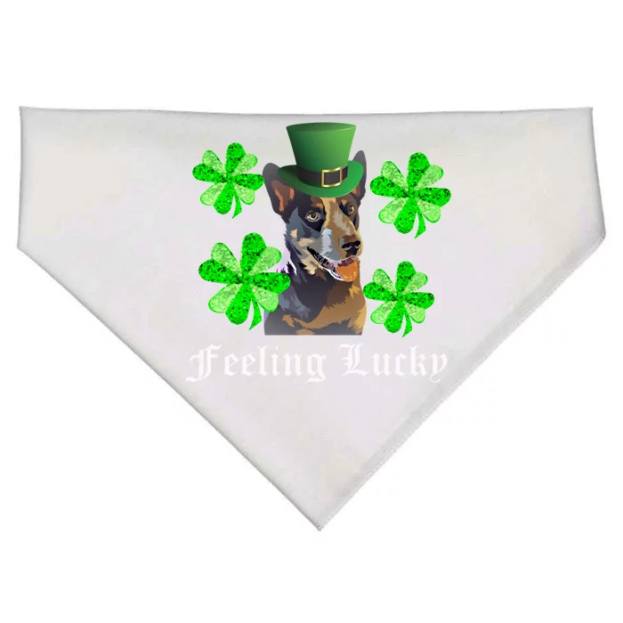 St Patrick's Day Blue Heeler Lucky Feeling Meaningful Gift USA-Made Doggie Bandana