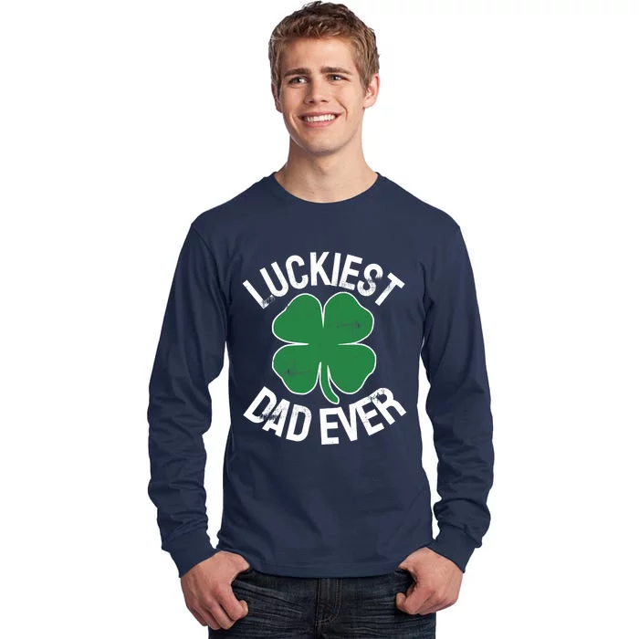 St Patrick's Day Shamrock Luckiest Dad Irish Saint Paddy's Tall Long Sleeve T-Shirt