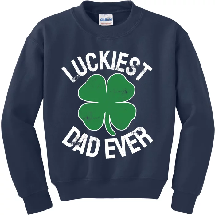 St Patrick's Day Shamrock Luckiest Dad Irish Saint Paddy's Kids Sweatshirt