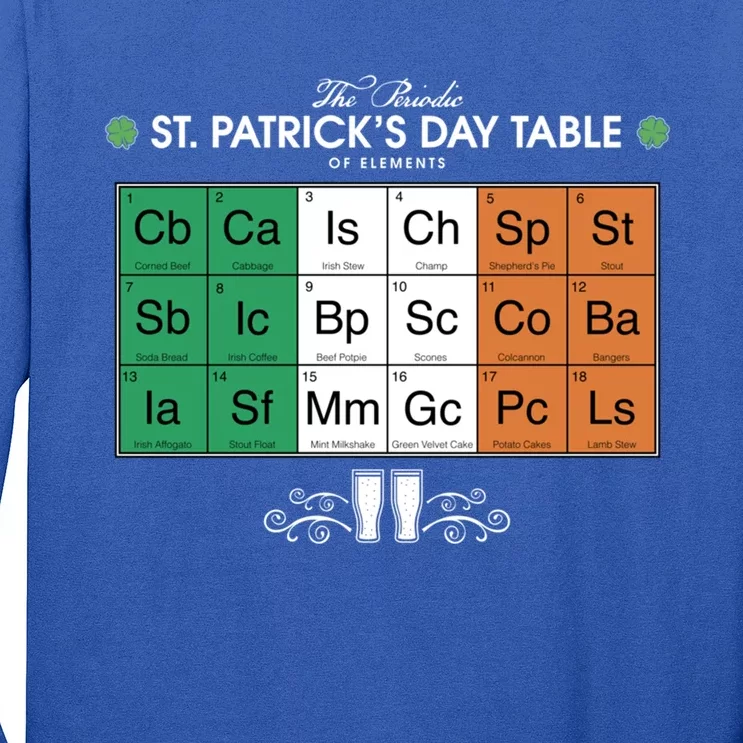 St Patrick's Day Party Irish Cuisine Periodic Table Flag Cool Gift Long Sleeve Shirt