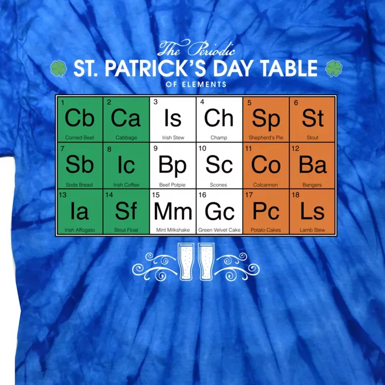 St Patrick's Day Party Irish Cuisine Periodic Table Flag Cool Gift Tie-Dye T-Shirt