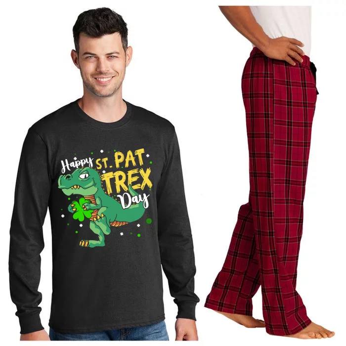 St Patricks Day Clover Dinosaur Happy St Pat Tcute Giftrex Day Great Gift Long Sleeve Pajama Set