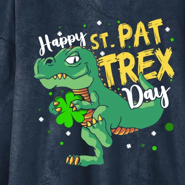 St Patricks Day Clover Dinosaur Happy St Pat Tcute Giftrex Day Great Gift Hooded Wearable Blanket