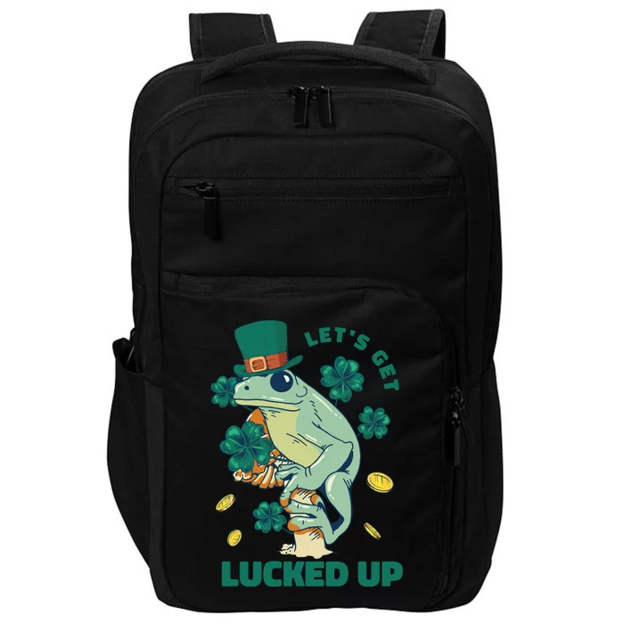 St Patricks Day Let's Get Lucked Up Frog Impact Tech Backpack