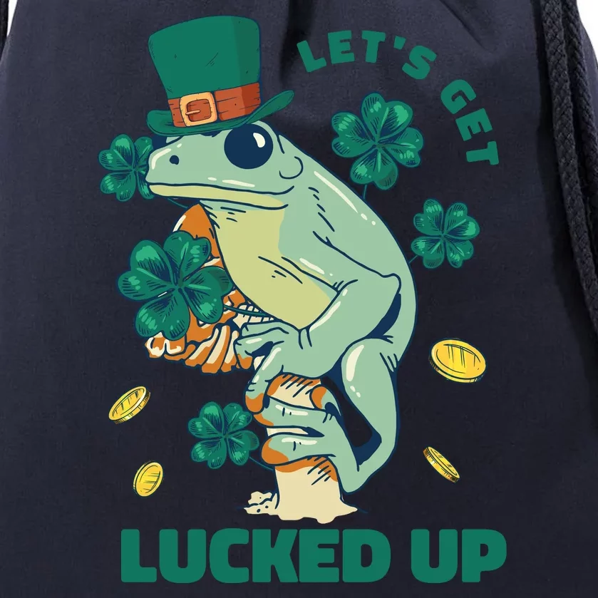 St Patricks Day Let's Get Lucked Up Frog Drawstring Bag