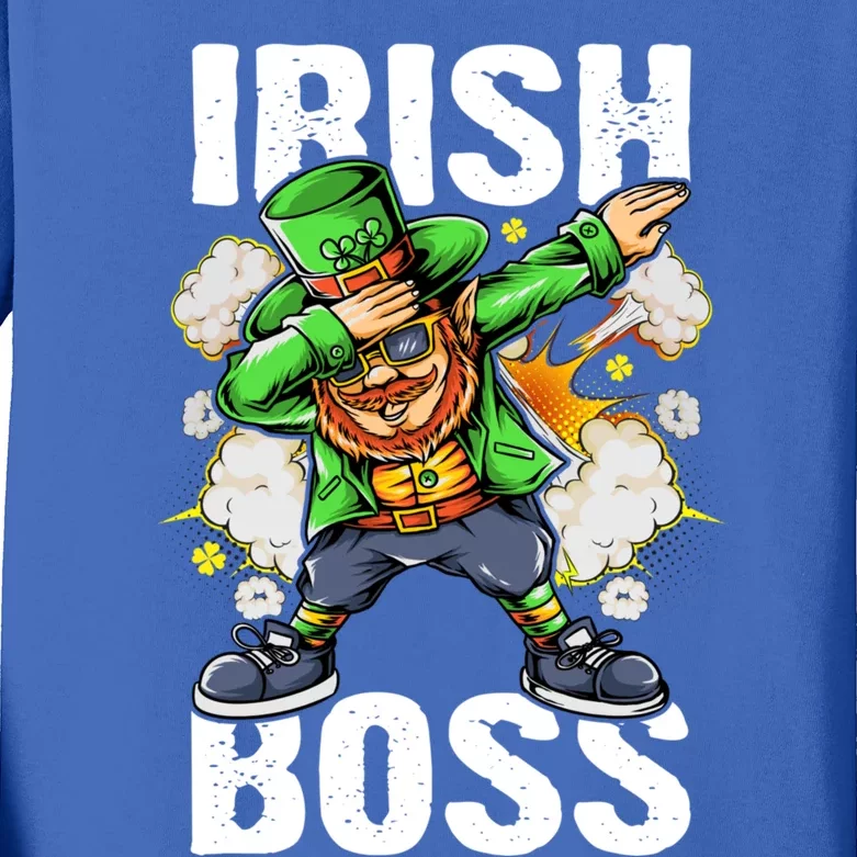 St Patricks Day Outfit Dabbing Leprechaun Gift Kids Long Sleeve Shirt