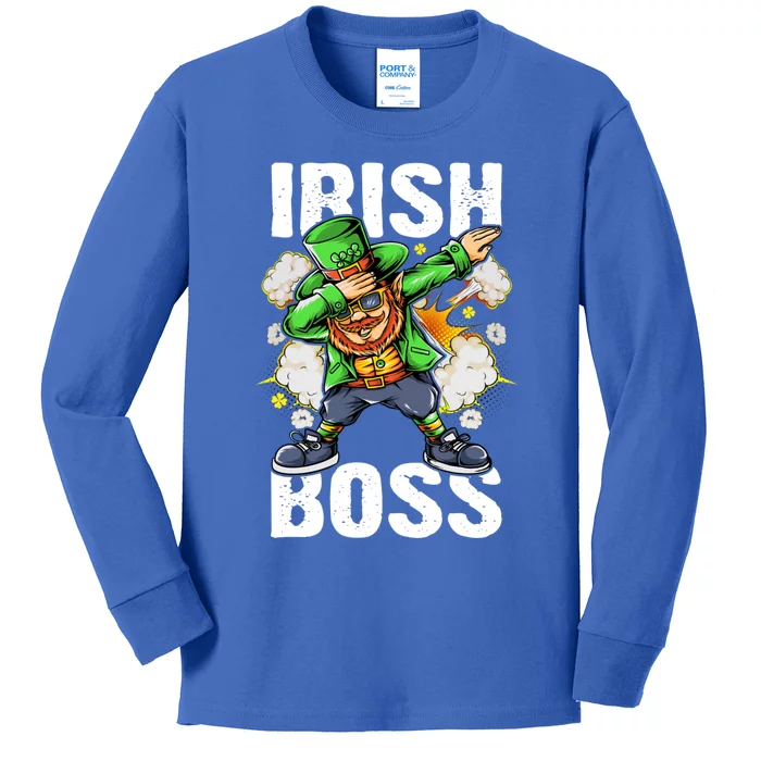 St Patricks Day Outfit Dabbing Leprechaun Gift Kids Long Sleeve Shirt