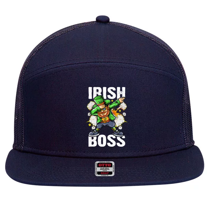 St Patricks Day Outfit Dabbing Leprechaun Gift 7 Panel Mesh Trucker Snapback Hat