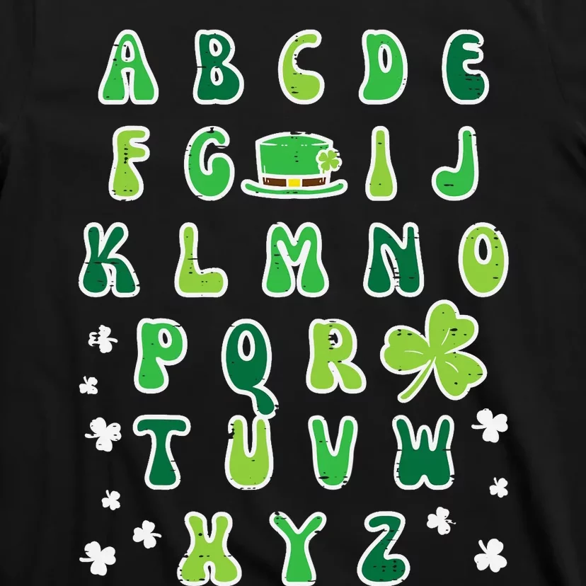 St Patricks Day ABC Alphabet Saint Pattys Paddys Teacher T-Shirt