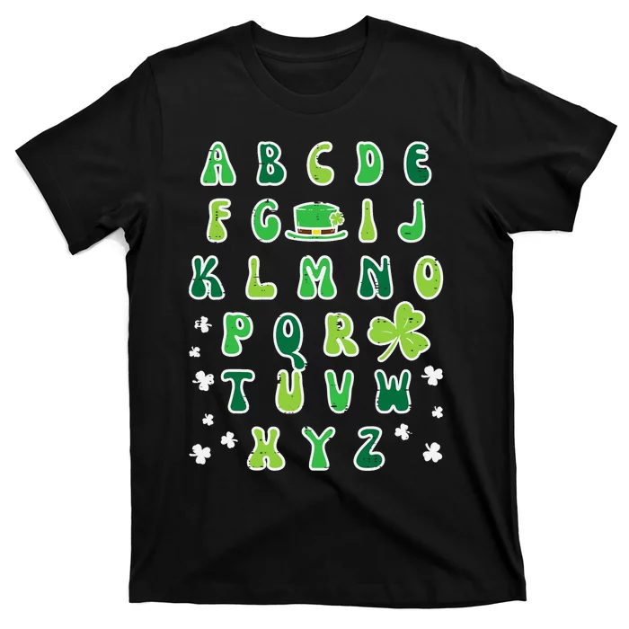 St Patricks Day ABC Alphabet Saint Pattys Paddys Teacher T-Shirt