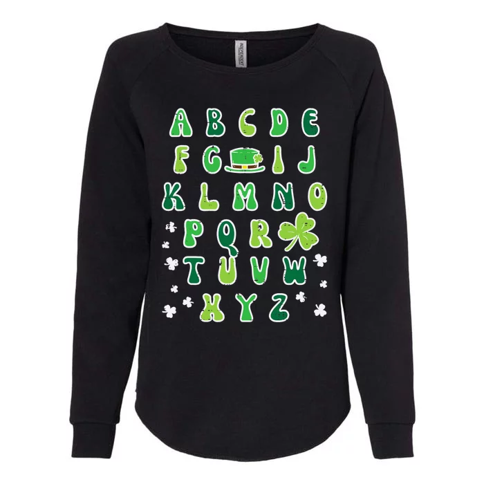 St Patricks Day ABC Alphabet Saint Pattys Paddys Teacher Womens California Wash Sweatshirt