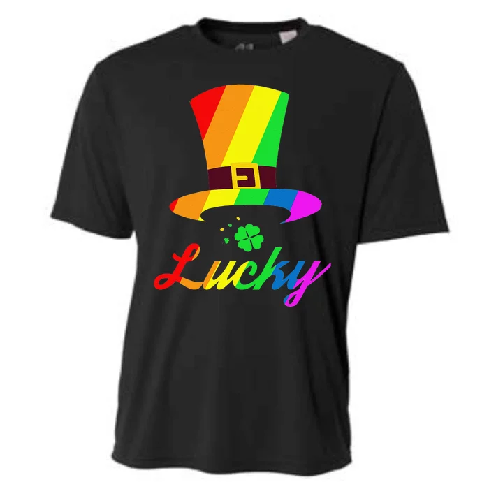 St Patrick's Day Rainbow Leprechaun Hat Lucky Clover Cooling Performance Crew T-Shirt