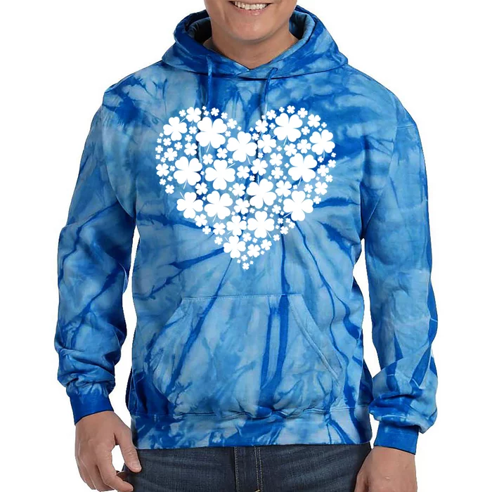 St Patricks Day Heart Shamrock Gift Tie Dye Hoodie