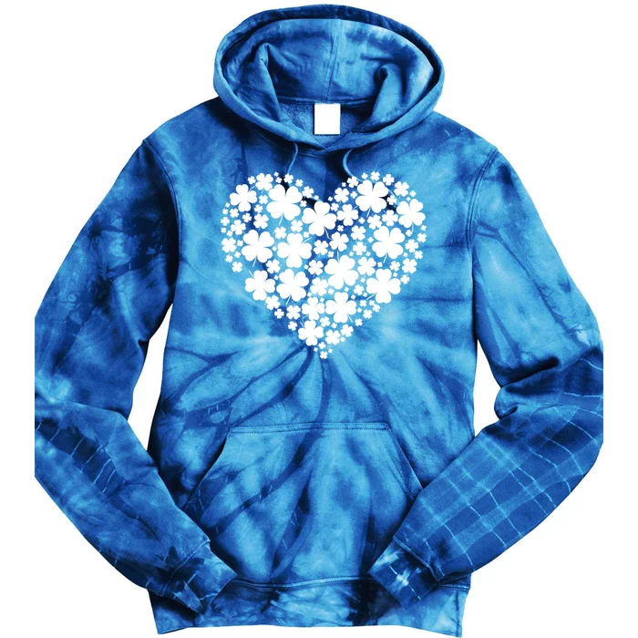 St Patricks Day Heart Shamrock Gift Tie Dye Hoodie