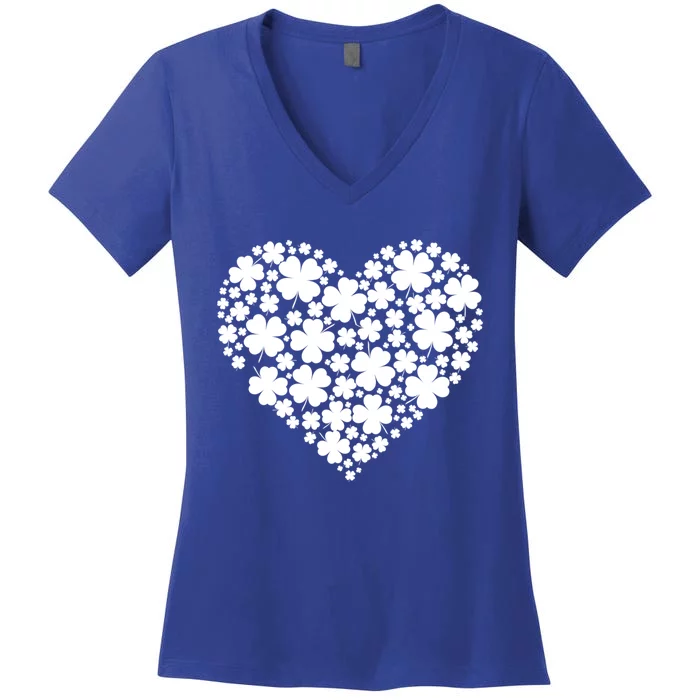 St Patricks Day Heart Shamrock Gift Women's V-Neck T-Shirt