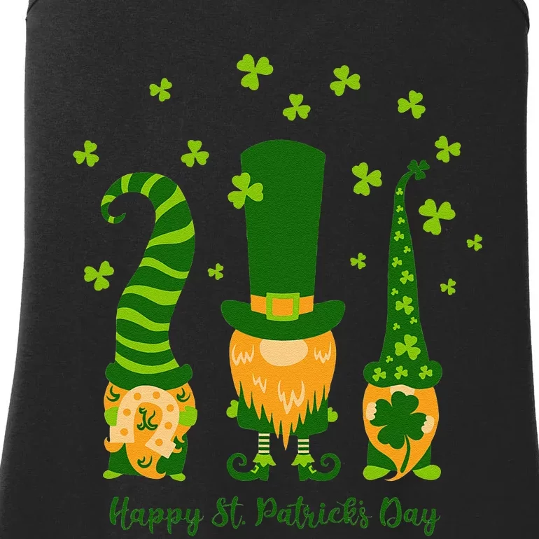 Saint Patrick's Day,3 Gnomes Bring Luck Clover, Horseshoe Ladies Essential Tank