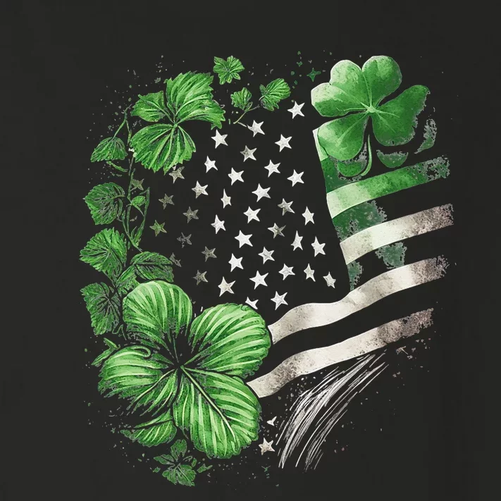 St Patricks Day Shamrock American Flag Retro Toddler Long Sleeve Shirt