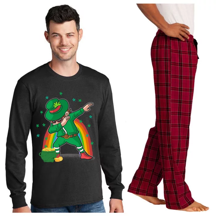 St Patricks Day Dabbing Leprechauns Funny Dab Dance Gift Long Sleeve Pajama Set