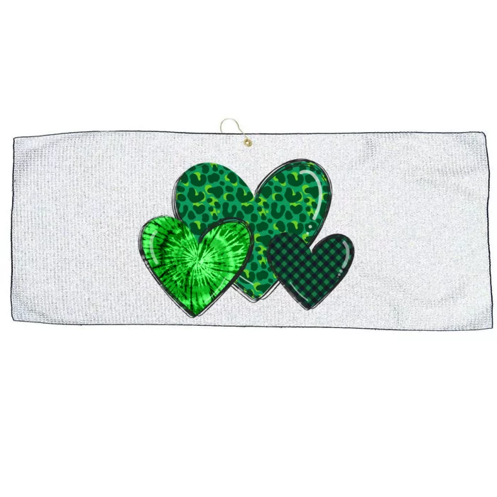 St Patricks Day Festive Heart Large Microfiber Waffle Golf Towel